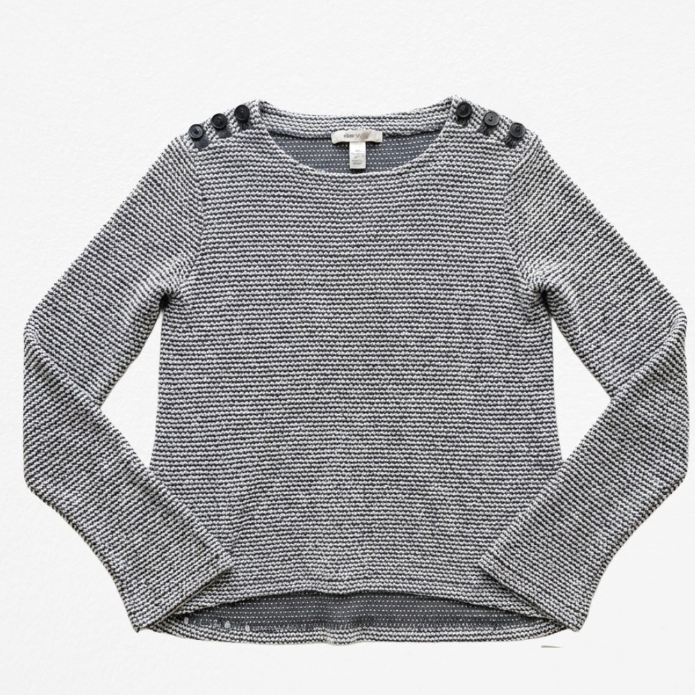 Roxy Womens Gray Salt and Pepper Button Shoulder Knit Sweater Small